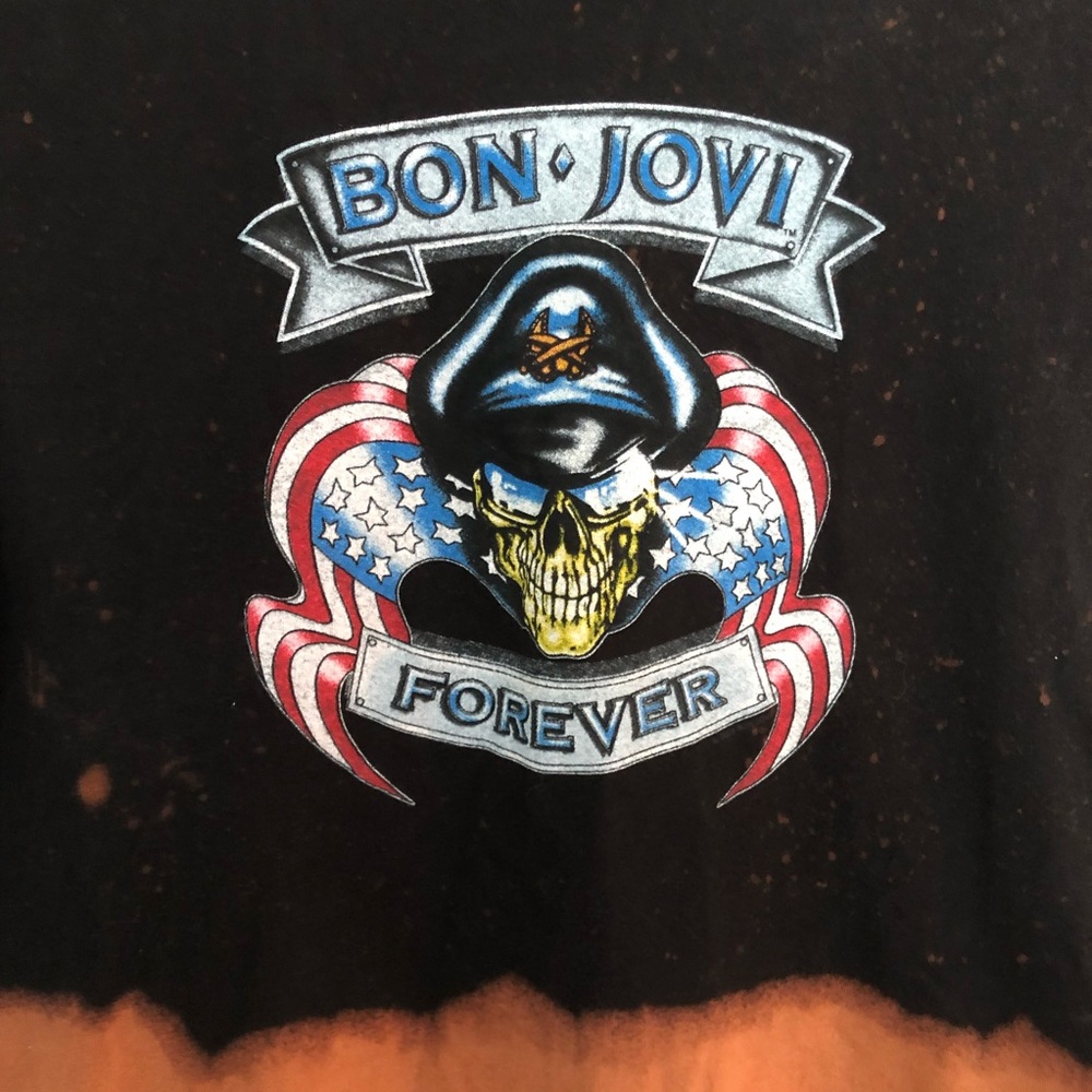 Vintage Upcycled Bon Jovi Bleached Tee - Picture 5 of 5